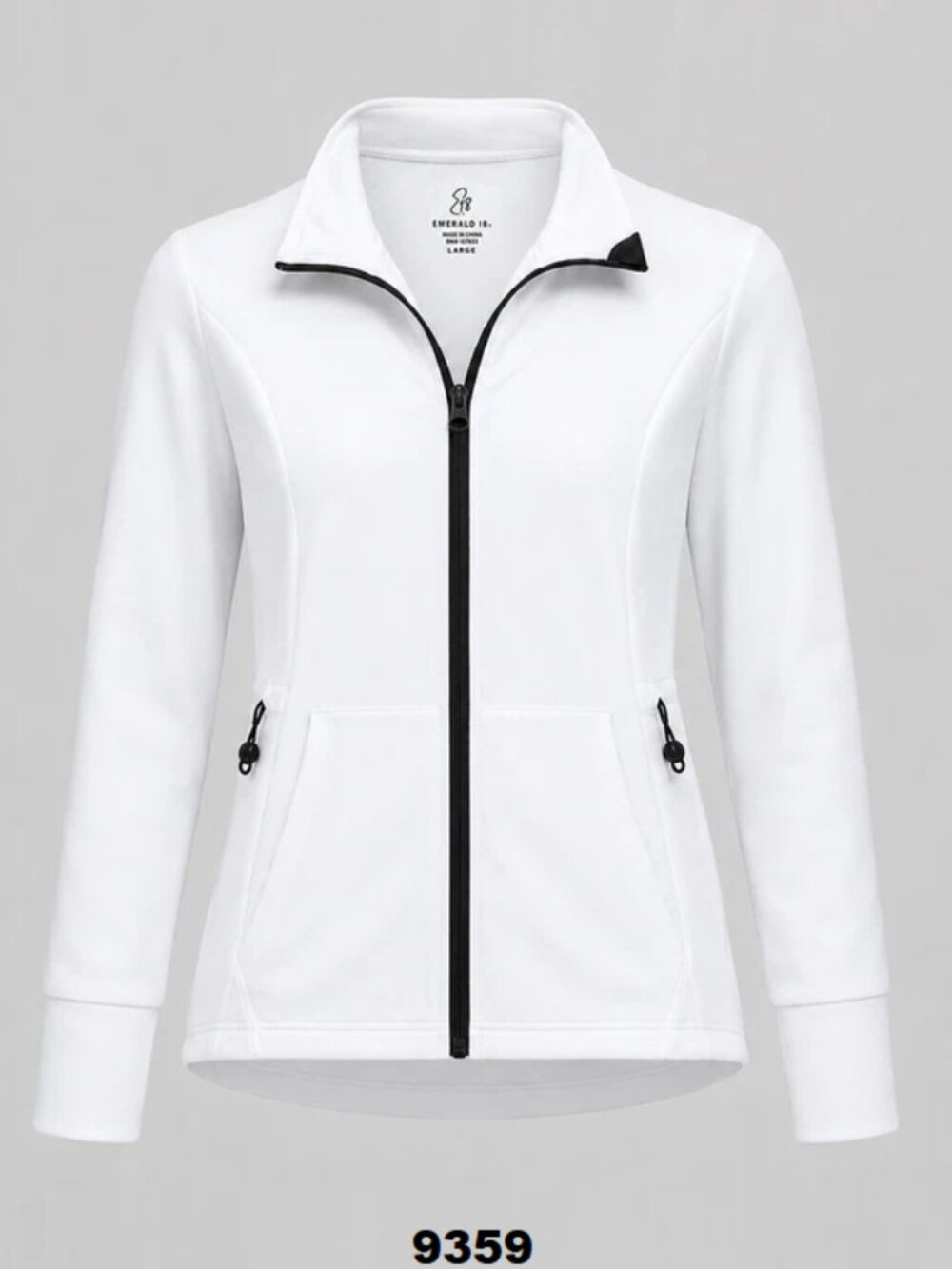 N.W.T- Emerald 18 Women's White Full Zip Athletic Jacket W/Cinch Waist & Pockets